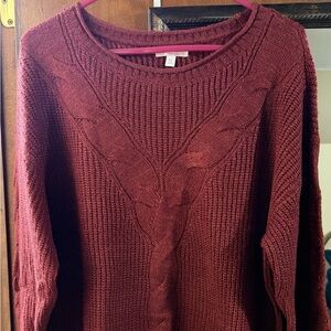 LC Lauren Conrad Maroon Cable Knit Sweater